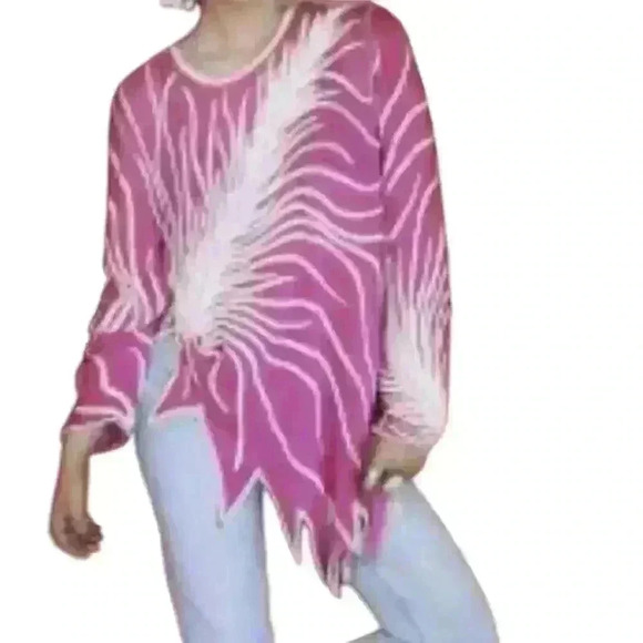 Vtg Norman’s Atlanta Glass Beaded Asymetrical Zig Zag Top Size Med Silk Art Deco - Picture 12 of 12